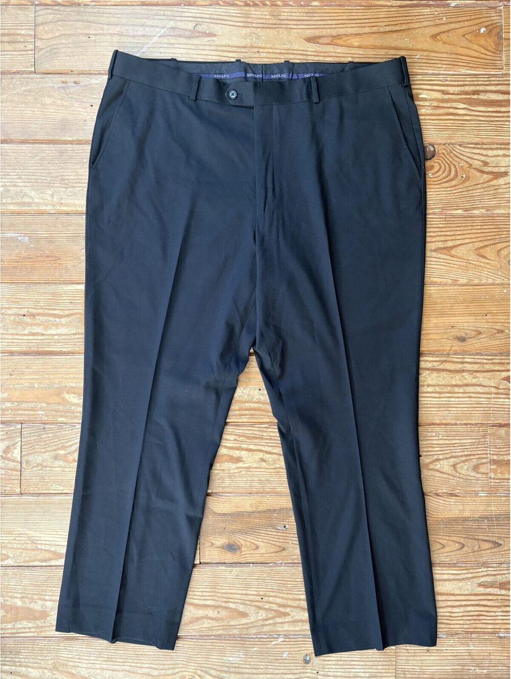 Adolfo Men’s Black Dress Pants 44W 30L Rayon Blend Classic Trousers